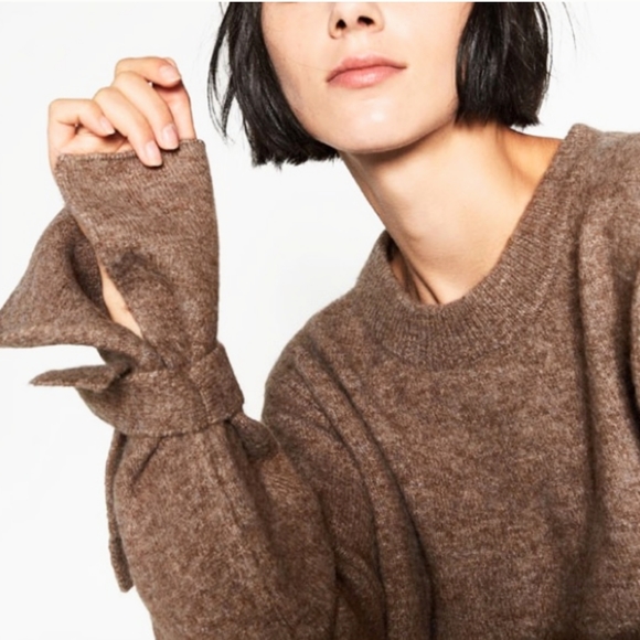 Zara Knit Tie Sleeve Sweater - Picture 9 of 15